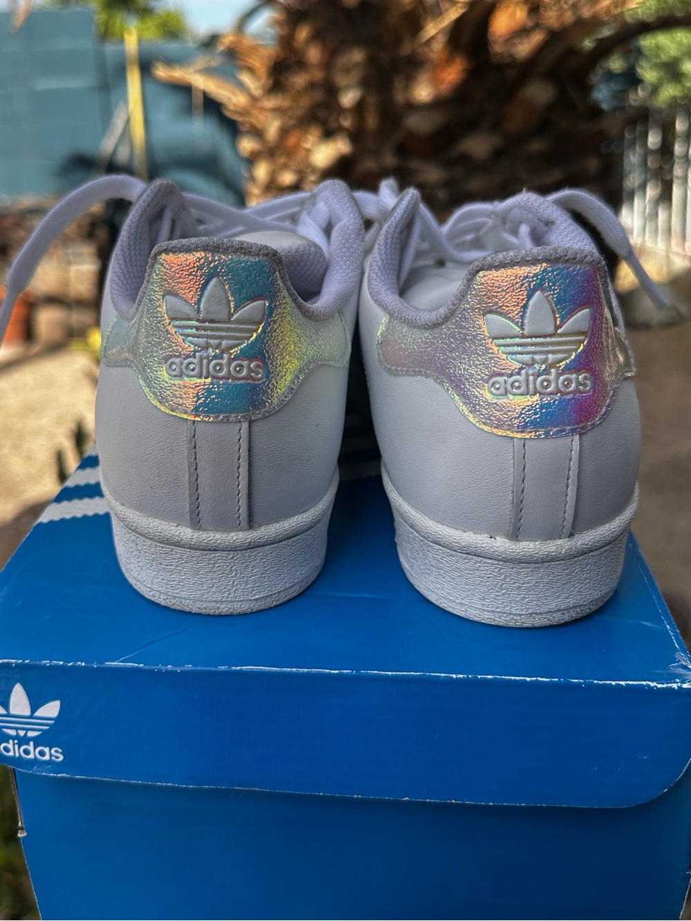 Adidas Superstar White with Iridescent Three Stripes - Picture 2 of 5